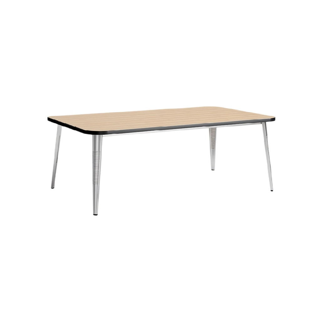 **Table rectangulaire en bois avec pieds en métal, design moderne**