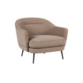 **Titre technique : Fauteuil moderne en tissu beige avec pieds en métal noir**
