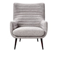 **Fauteuil en tissu gris avec accoudoirs et pieds en bois**