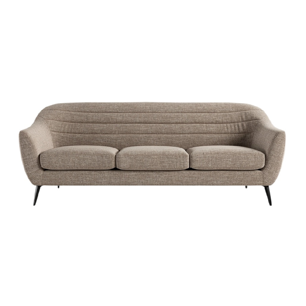 **Canapé en tissu beige avec pieds en métal noir**