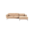 **Canapé contemporain en tissu beige avec repose-pieds intégré**