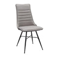 **Chaise moderne à dossier haut avec structure en métal noir et revêtement en tissu gris**