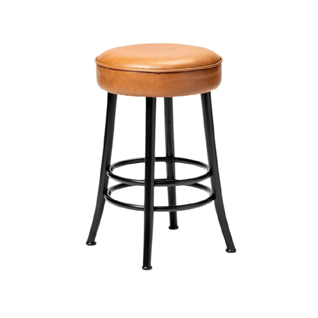 **Tabouret de bar avec coussin en cuir et structure en métal**