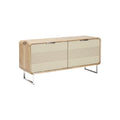 **Meuble TV en bois avec portes en laqué crème et piètement en métal**